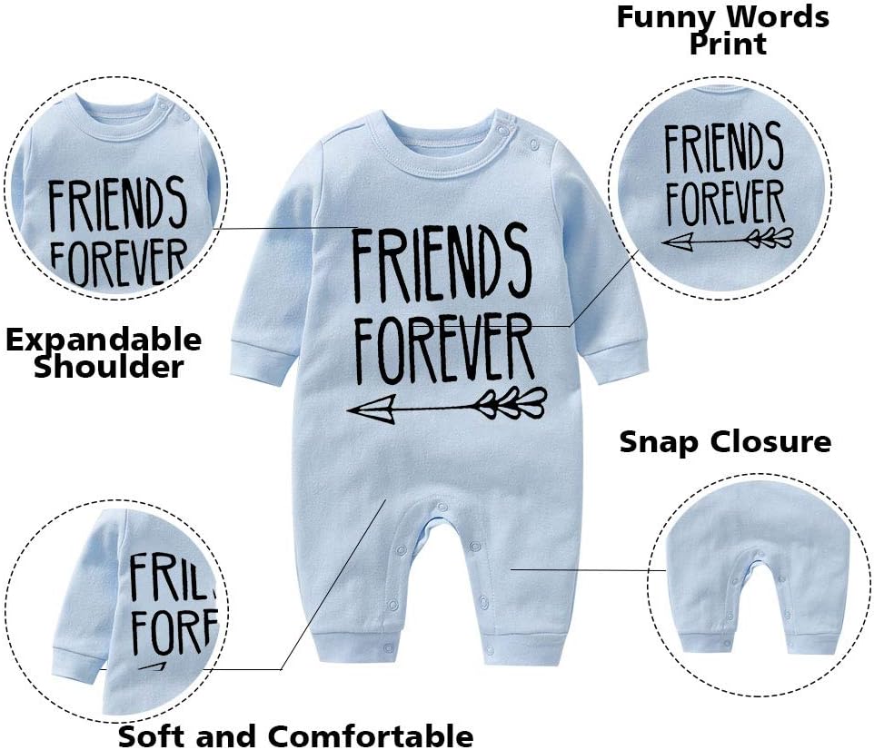 Baby Twins Bodysuit Born Together Friend Forever Baby Boy Clothes Toddler Girl Clothes