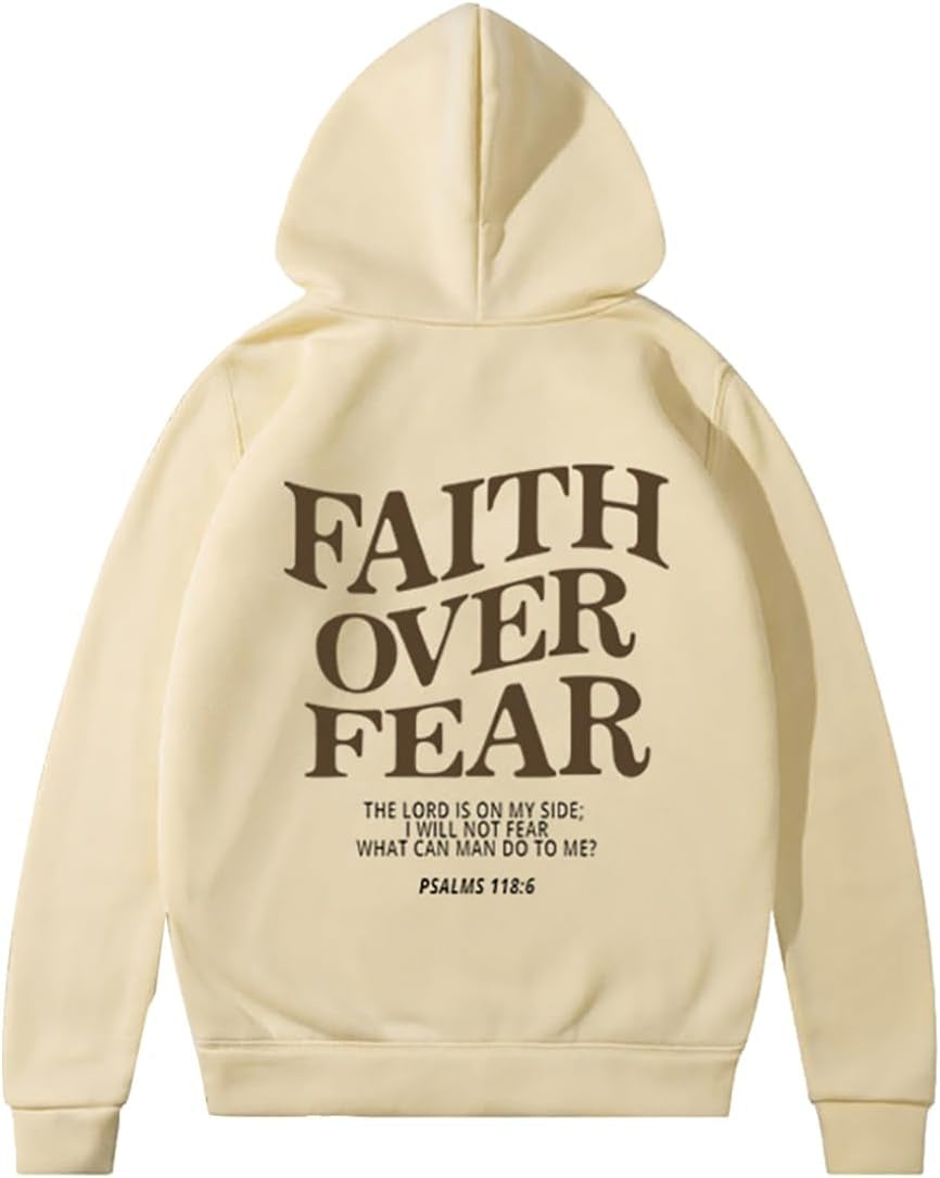 Faith over Fear Hoodie Christian Faith Religious God Tops Man Woman Pullover Y2K Sweatshirt Longsleeve Casual Tops