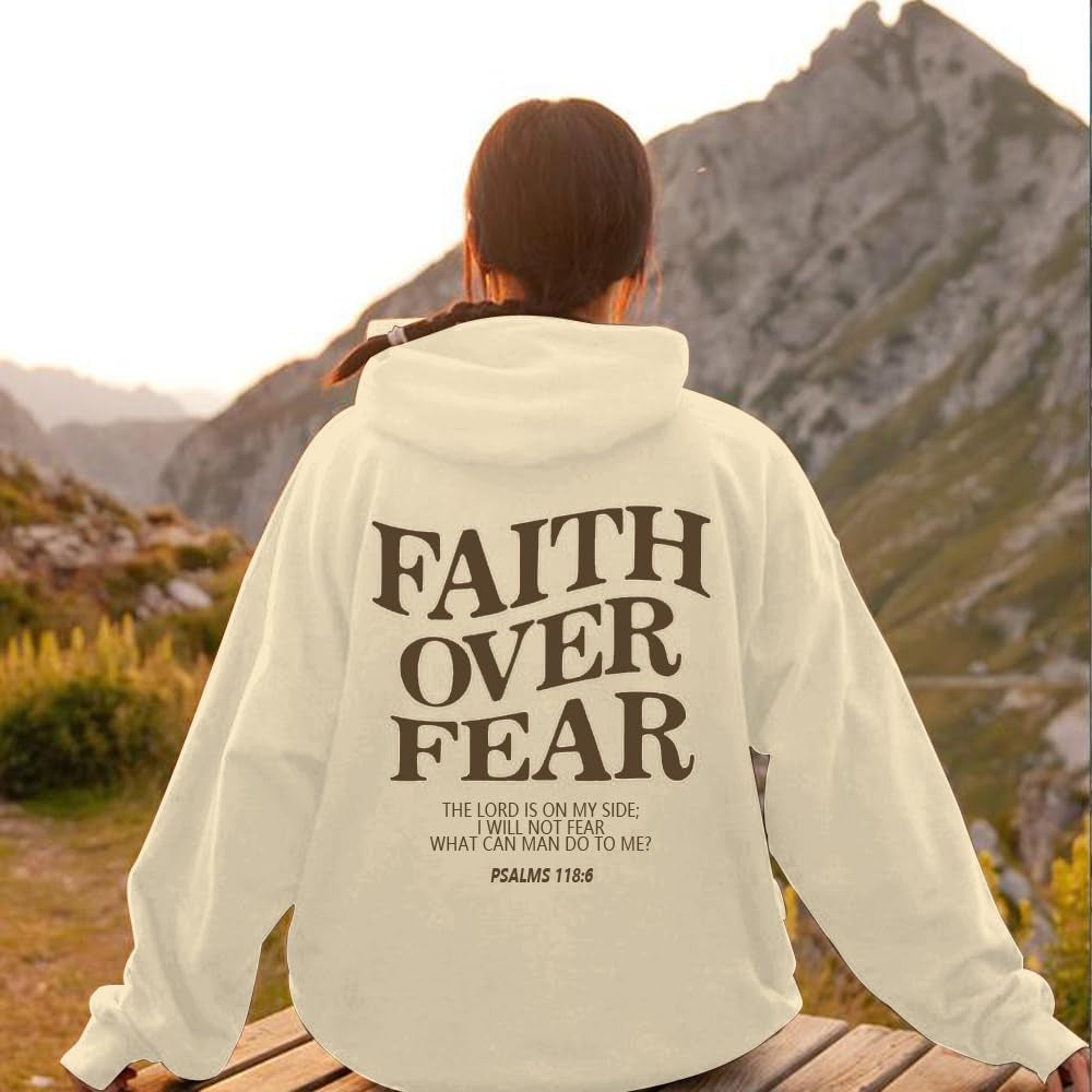 Faith over Fear Hoodie Christian Faith Religious God Tops Man Woman Pullover Y2K Sweatshirt Longsleeve Casual Tops