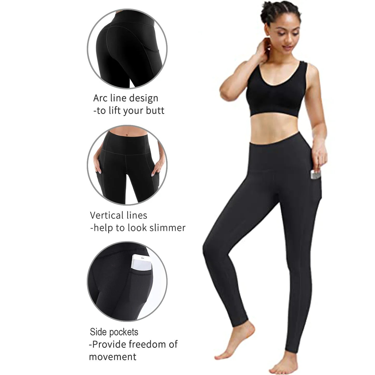 New Leggings Fitness Clothing Women Ladies High Waisted Sports Yoga Pants Gym Fitness & Yoga Wear Leggings with Pockets