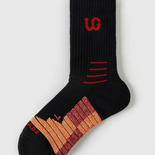 UGUPGRADE 2024 New Professional Sports Socks Trend Elite Collection: UG-LQ23-1107B. Fashionable Sports Socks with Ankle Protection, Durable Reinforcement Design, Breathable and Sweat Wicking Towel Bottom, and Cushioning Pad with Columnar Colored Stripes