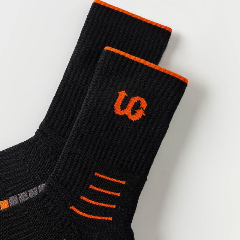 UGUPGRADE 2024 New Professional Sports Socks Trend Elite Collection: UG-LQ23-1107B. Fashionable Sports Socks with Ankle Protection, Durable Reinforcement Design, Breathable and Sweat Wicking Towel Bottom, and Cushioning Pad with Columnar Colored Stripes